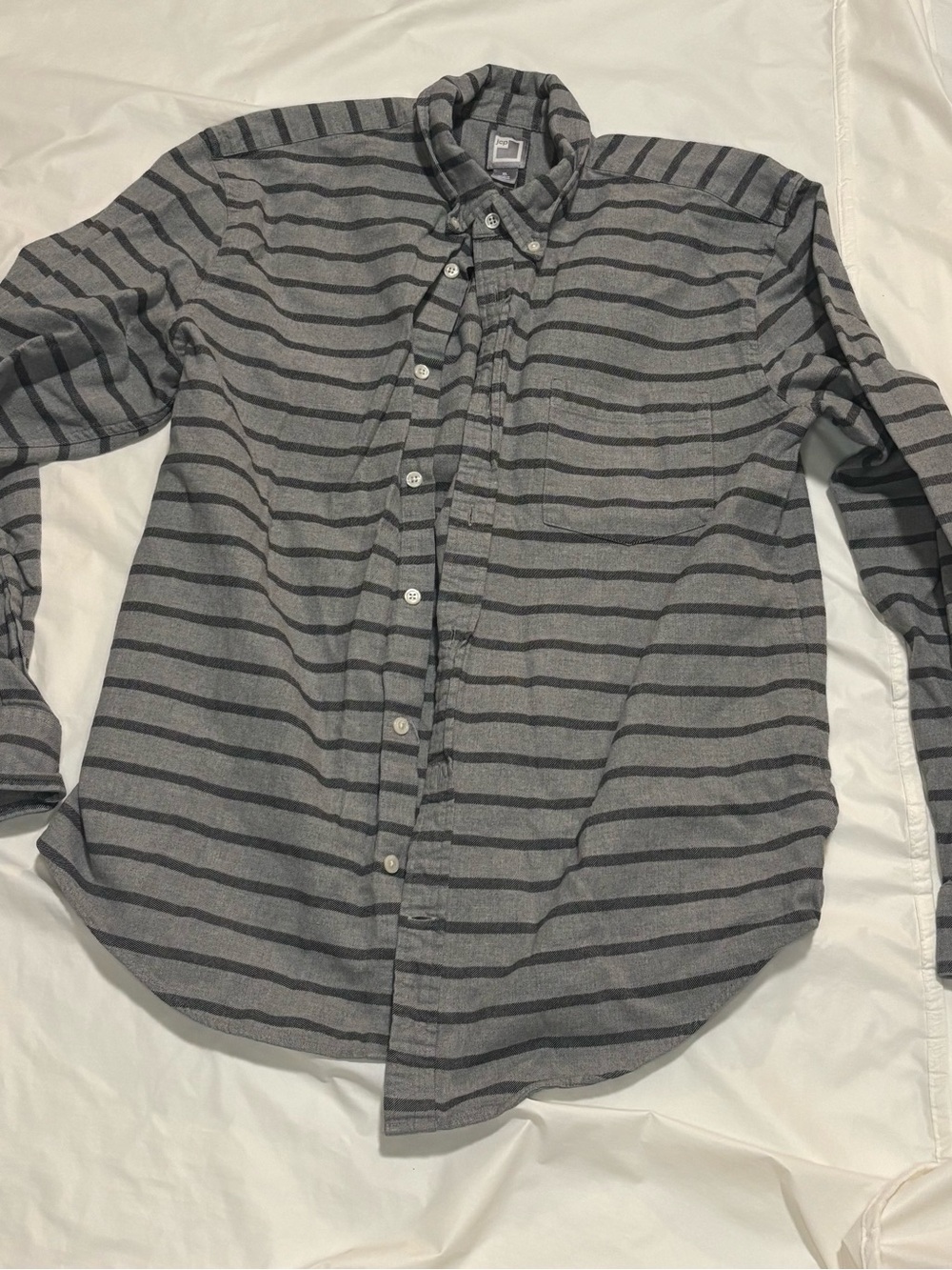 jcpenney Gray and Black Striped Casual Button-Down Shirt